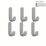 6Pcs Heavy-Duty Hooks - No Drill Installation, Space-Saving Organizer For Entryway, Bathroom, Kitchen, Closet - Holds Keys, Towels, Robes, Bags - Easy Installation With Adhesive/Screw Mounting - Durable Plastic Hooks For Home Organization & Holiday - Image 7