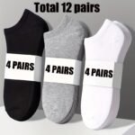5/10/12 Pairs Unisex Comfort Ankle Socks - Soft Black Polyester Blend, Solid Color Low-Cut Design For Men & Women, Machine Washable, Cute Socks - Image 10