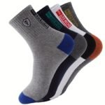 6 Pairs Of Men'S Socks, Mid-Calf Socks, Sweat Absorbing Socks, Sports Socks, Classic And Versatile, Patchwork Sports And Casual Socks - Image 5