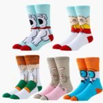 1/3/5 Pairs Of Men'S Cartoon Soft, Comfortable And Breathable Fun Round Neck Socks