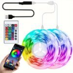 1Set Usb Led 5050 Rgb Strip Lights, Sync Color Changing Luminous Led String, 44/24Key Remote Control, Smart Application Remote Control, Decorative Night Light, For Bedroom Room Home Decorative Party Festival. - Image 5