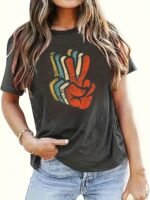 Graphic Print T-Shirt, Casual Short Sleeve Crew Neck Top For Spring & Summer, Women'S Clothing