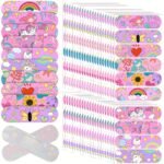 20/50/80 Pack Pink Cartoon Band-Aids With Rainbow, Unicorn, Butterfly & Heart Designs - Soft Adhesive Wound Coverings For Cuts, Scrapes & Light Injuries, Cute Bandages, Playful Design, Flexible Bandages