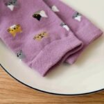 5 Pairs Women'S Socks - Cute Cat Face Design, Pastel Candy Colors, Soft Short Socks For Autumn/Winter, Elegant Japanese-Style Animal Pattern, Hand Wash/Dry Clean, Cute Socks, Cozy Home Wear, Winter Warm Socks, Playful Sock Designs, Comfortable Sock Material - Image 6