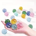 20Pcs Colorful Glittery Bouncing Balls - Assorted Rubber Party Favors, Ideal For Gifts, Prizes, And Birthday Bag Fillers, 27Mm Sparkling Multi-Colored Balls, Playful Gifts | Glittery Finish | Synthetic Rubber, Party Accessories
