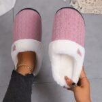 Solid Color Slippers, Casual Slip On Plush Lined Shoes, Comfortable Indoor Home Slippers - Image 3