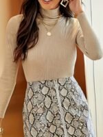 Turtleneck Rib Knit Sweater, Sexy Solid Slim Long Sleeve Sweawter, Women'S Clothing - Image 4