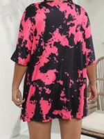 Plus Size Casual T-Shirt, Women'S Plus Tie Dye & Skull Print Short Sleeve Round Neck Medium Stretch T-Shirt - Image 2