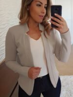 Women'S Casual Chic Blazer - Vibrant Pink Long Sleeve Open Front Jacket, Loose Fit Notch Lapel Style, Buttonless With Chest Pocket, Perfect For Casual Attire, Versatile Fashion | Open Front Jacket | Stylish Blazer - Image 2