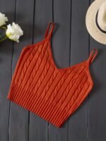 Valentine'S Day Knitted Cami Crop Top, Versatile Sleeveless Casual Top For Spring & Summer, Women'S Clothing - Image 5