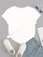 Solid Basic T-Shirt, Casual Crew Neck Short Sleeve Versatile T-Shirt, Women'S Clothing - Image 9