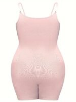 Plus Size Simple Shapewear Bodysuit, Women'S Plus Solid Tummy Control Butt Lifter Thigh Slimmer Full Body Shaper - Image 7