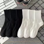 6 Pairs Solid Ribbed Socks, Comfy & Breathable Mid Tube Socks, Women'S Stockings & Hosiery - Image 7