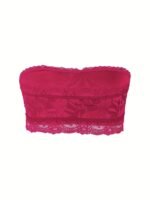 Plus Size Sexy Tube Bra, Women'S Plus Solid High Stretch Lace Strapless Bandeau Tube Bra - Image 9