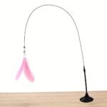 Cat Teaser Wand With Bell Long Pole Suction Cup Feather Goose Feathers - Image 3