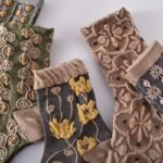 5-Pack Women'S Mid-Calf Socks - Embossed Floral & Lace Design, Breathable Ribbed Cuffs, Assorted Colors (Olive Green, Grey, Black, Brown, Navy) For Casual & Dressy Occasions - Image 5