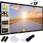 72 84 100 Inch Hd Projection Screen Foldable Anti-Wrinkle Portable Projector Movie Screen For Home Theater Outdoor Indoor Projection Screen, Portable And Foldable Projector Screen