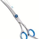 Pet Grooming Scissors Set With Safety Round Tip, Dog Cat Grooming Scissors, Stainless Steel Dog Cat Grooming Shears (Curved Scissor) - Image 2