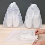 20Pcs/Set White Portable Shoes Bag, Non-Woven Fabric Drawstring Shoes Storage Bag Anti-Yellow Dry Bag Travel Storage Pouch Shoe Dust Bags - Image 9