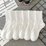 6 Pairs Solid Ribbed Socks, Comfy & Breathable Mid Tube Socks, Women'S Stockings & Hosiery