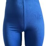Plus Size - Women'S Plus-Size High-Waisted Shorts - Stretchy, Solid Blue, Mid-Thigh Length, Casual Leggings, Comfortable Apparel|Casual Style Shorts|Stretchy Fabric Shorts