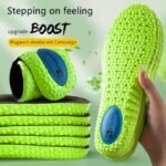 1Pair Sports Shock Absorption Insoles, Breathable Green Memory Foam Shoes Pads