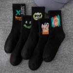 5 Pairs/10 Pairs Multi-Size Men'S Socks Black And White Long Tube High-Cut Versatile Student Style Autumn/Winter Sports Socks - Image 6
