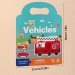 Reusable Sticker Books For Youngsters, Waterproof Double-Sided Design With Dinosaurs, Animals & Vehicles, Educational Toys, Mixed Colors, Paper Material, Perfect For Ages 3+ As Christmas, Halloween, Thanksgiving & New Year'S Gifts - Image 9