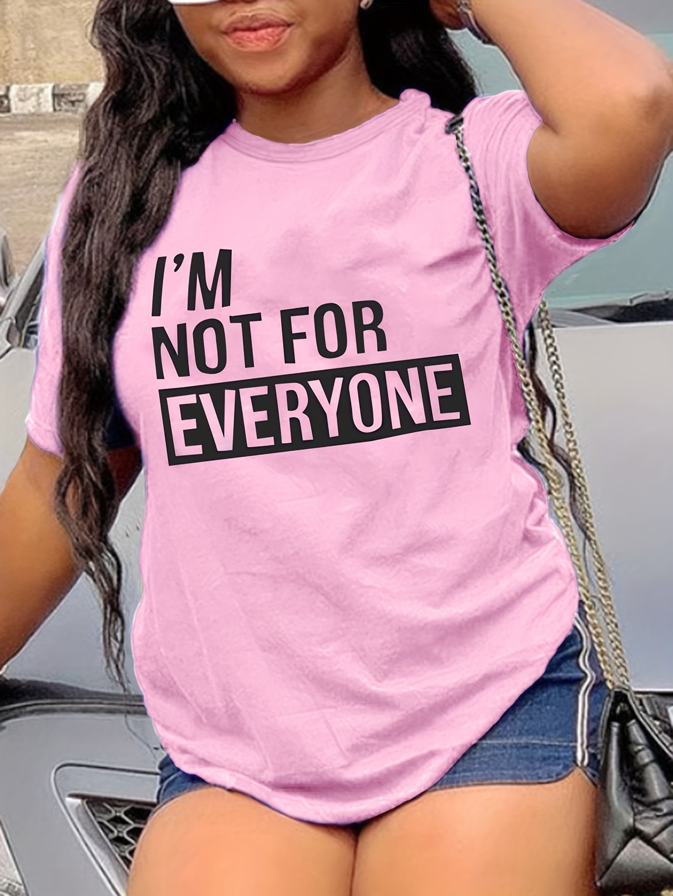 product-Fancyalgo-VirtualModelMatting-6ce02092ab471fffcc83db41b52392b4.jpg Letter Print T-Shirt, Crew Neck Short Sleeve T-Shirt, Casual Every Day Tops, Women'S Clothing - Image 1