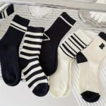 5 Pairs Black & White Unisex Socks, Trendy & Comfy Mid Tube Socks, Women'S Stockings & Hosiery - Image 7