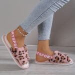 Cozy Leopard Print Women'S Plush Slippers - Warm, Breathable Fabric Indoor Shoes With Eva Sole, Pink Trim - Perfect For Home, Dorm | All-Season Comfort, Ladies Slippers - Image 4