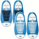 16Pcs No Tie Elastic Shoe Laces For Adults - Black & White Silicone Tieless Laces For Sneakers - Durable, Comfortable, And Hassle-Free Design