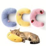 Fair Little Pillow For Cats, Ultra Soft Fluffy Pet Calming Toy Half Donut Cuddler For Joint Relief Sleeping Improve Machine Washable