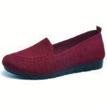 Women'S Knitted Solid Color Loafers, Lightweight Non-Slip Flat Slip On Shoes, Casual Walking Shoes - Image 9