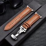 Casual Pu Leather Watch Strap Butterfly Buckle For Apple Watch Ultra 10 9 8 7 6 Se 5 4 3 2 1 For Iwatch Watch Strap 38/40/41/42/44/45/46/49Mm - Image 4