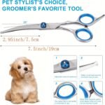 Pet Grooming Scissors Set With Safety Round Tip, Dog Cat Grooming Scissors, Stainless Steel Dog Cat Grooming Shears (Curved Scissor) - Image 4