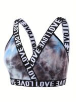 Women'S Plus Size Cross Strap Tie-Dye Bralette - Stretchy Polyester/Elastane Blend, No Padding, Mid-Rise Elegant Design For Everyday & Special Occasions - Image 4