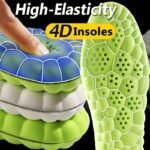 1 Pair 4D Sports Insoles For Men Women, Pu Sole Soft Breathable Shock Absorption Cushion Running Insoles