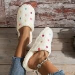 Fashionable Colorful Polka Dot Women'S Indoor Plush Slippers, Elegant Lightweight Unisex Couple'S Model With Tpr Sole Material, Washable - Suitable For Home, Vacation, Party, Wedding Mother'S Day Gift Slippers - Image 5