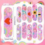 20/50/80 Pack Pink Cartoon Band-Aids With Rainbow, Unicorn, Butterfly & Heart Designs - Soft Adhesive Wound Coverings For Cuts, Scrapes & Light Injuries, Cute Bandages, Playful Design, Flexible Bandages - Image 2