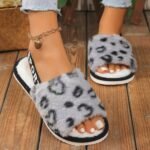 Cozy Leopard Print Women'S Plush Slippers - Warm, Breathable Fabric Indoor Shoes With Eva Sole, Pink Trim - Perfect For Home, Dorm | All-Season Comfort, Ladies Slippers - Image 7