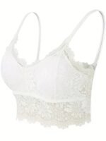 Contrast Lace Wireless Bralette, Scallop Trim Lightweight Everyday Bra, Women'S Lingerie & Underwear - Image 2