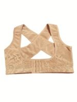 Women'S Invisible Ribbed Cross-Back Bra - Anti-Sagging, Lifted Support For Slouching Posture, Breathable & Comfortable Undergarment In Black, Pink, Red, Yellow, Green, Blue, Orange, Purple - Image 3