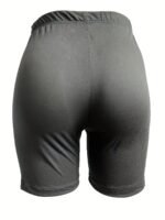 Plus Size - Women'S Plus-Size High-Waisted Shorts - Stretchy, Solid Blue, Mid-Thigh Length, Casual Leggings, Comfortable Apparel|Casual Style Shorts|Stretchy Fabric Shorts - Image 9