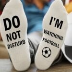 1 Pair Upmic Cotton Blend Knit Crew Socks, "Do Not Disturb I'M Watching Football" Letter Print, Sports Theme, Machine Washable, 70% Cotton 30% Polyester, 120G/M?, Novelty Gift Socks - Image 2