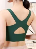 Contrast Lace Wireless Bra, Comfy & Breathable Criss Cross Back Bra, Women'S Lingerie & Underwear - Image 7