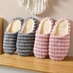 Women'S Warm Plush Striped Print House Slippers, Slip-On Round Toe Anti-Slip Soft Sole Casual Home Slides, Women'S Indoor Flat Shoes - Image 8