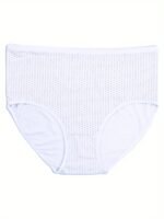 4 Pack Plus Size Simple Underwear Set, Women'S Plus Pin Print Medium Stretch Underwear Four Piece Set - Image 7