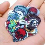 50Pcs Electric Guitar Pick Variety Pack - 0.46, 0.71 & 1.0Mm Thickness - Pvc Material - Cartoon Skull & Wood Grain - 8 Grid Storage Box - Musical Instrument Accessories - Image 11