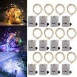 12Pcs Led Copper Wire Fairy String Lights - 2-Meter Long Battery-Powered Mini Firefly Lights With Warm Yellow Glow, Perfect For Bedroom, Home, Garden, Weddings, Christmas & Party Decor, Indoor/Outdoor Use, Fairy Lights For Bedroom, Festive Lighting, Rustic Charm Decor, Button Control Operation - Image 4